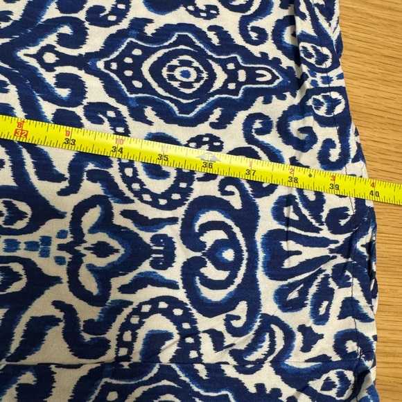 ZARA Blue White Ikat Print Wide Leg Pants Size M Made in Turkey - Picture 4 of 8